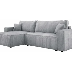 Hoekbank POSO XL met bed en box – L-Forme, ribstof, waveveren, essen, 274x143x83 cm Hoekbank POSO XL met bed en box – L-Forme, ribstof, waveveren, essen, 274x143x83 cm