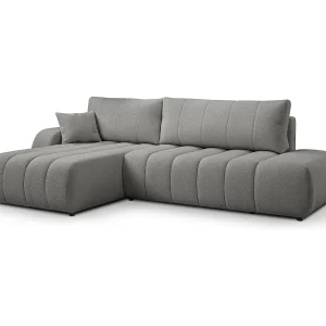 Hoekbank met slaapfunctie BALOO – Modern design, hoge functionaliteit, comfortabele zitting, duurzame materialen, kleur lichtgrijs, links Hoekbank met slaapfunctie BALOO – Modern design, hoge functionaliteit, comfortabele zitting, duurzame materialen, kleur lichtgrijs, links