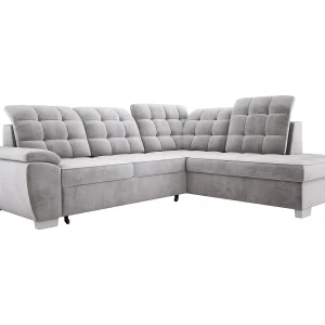 Hoekbank LOTTA, 186×125 cm, relax, onderhoudsvriendelijk fluweel, 258×212 cm, rechte hoek, GROEN