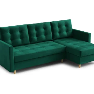 Hoekbank DIVO met slaapfunctie, 224×103 cm, elegant design, hoogwaardige materialen, kleur groen, rechts Hoekbank DIVO met slaapfunctie, 224×103 cm, elegant design, hoogwaardige materialen, kleur groen, rechts