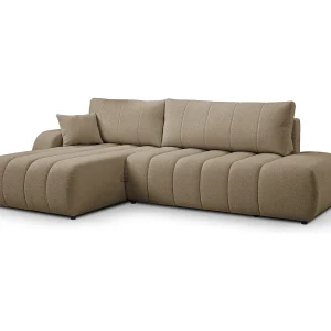 Hoekbank met slaapfunctie BALOO – Modern design, hoge functionaliteit, comfortabele zitting, duurzame materialen, kleur bruin, links Hoekbank met slaapfunctie BALOO – Modern design, hoge functionaliteit, comfortabele zitting, duurzame materialen, kleur bruin, links