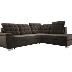 Hoekbank LOTTA in stof SALVADOR, familiebank, praktische opbergbox, hoogwaardige afwerking, 258×212 cm, rechte hoek, BRUIN