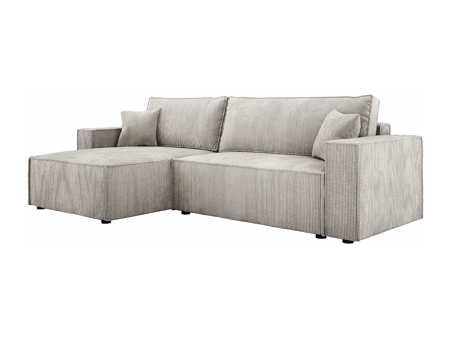 Hoekbank POSO XL met box - liggend, ribstof, waveveren, lichtbeige, comfortabel, 274x143x83 cm