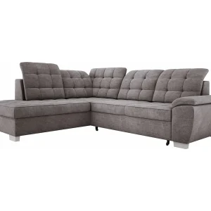 Hoekbank LOTTA, 258x212cm, met slaapfunctie en hoogwaardige stoffering – ideaal voor kleine en grote kamers, links, GREY
