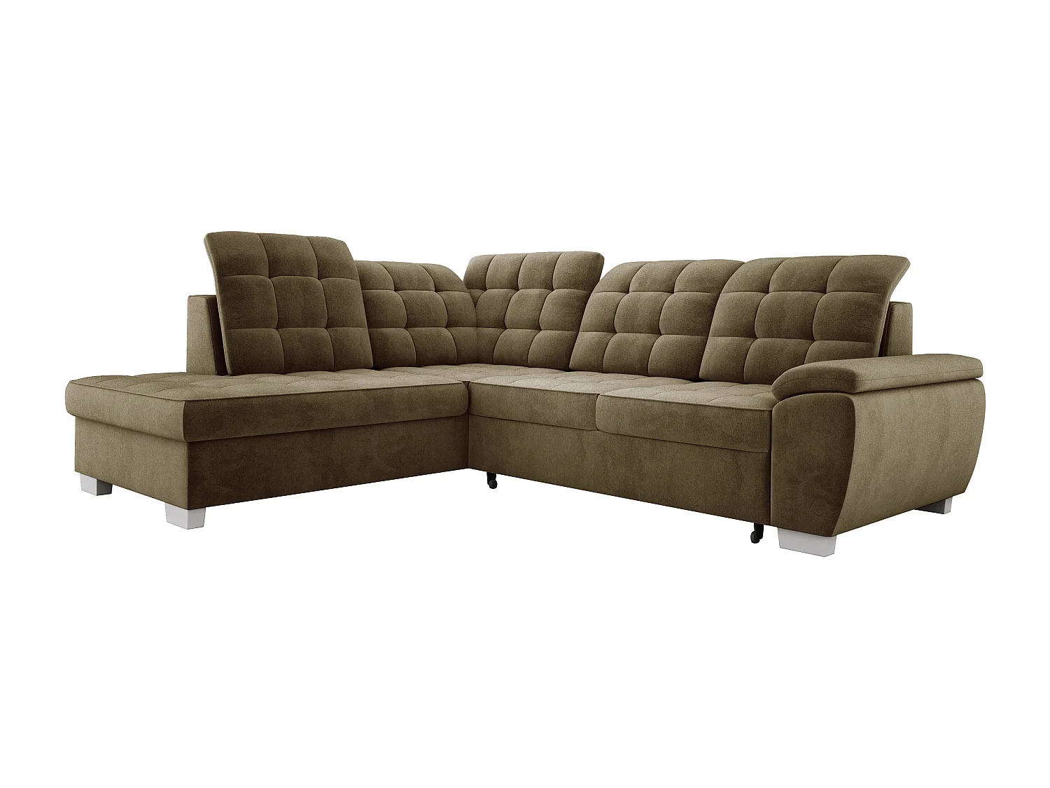 Hoekbank LOTTA in stof SALVADOR, familiebank, praktische opbergbox, hoogwaardige afwerking, 258x212 cm, linkerhoek, GROEN