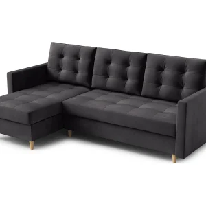 Hoekbank DIVO met slaapfunctie, 224×103 cm, elegant design, hoogwaardige materialen, kleur donkergrijs Kronos, links Hoekbank DIVO met slaapfunctie, 224×103 cm, elegant design, hoogwaardige materialen, kleur donkergrijs Kronos, links