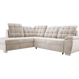 Hoekbank LOTTA in stof SALVADOR, omvormbaar, ruime zit, elegant design, 258×212 cm, linkerhoek, BEIGE