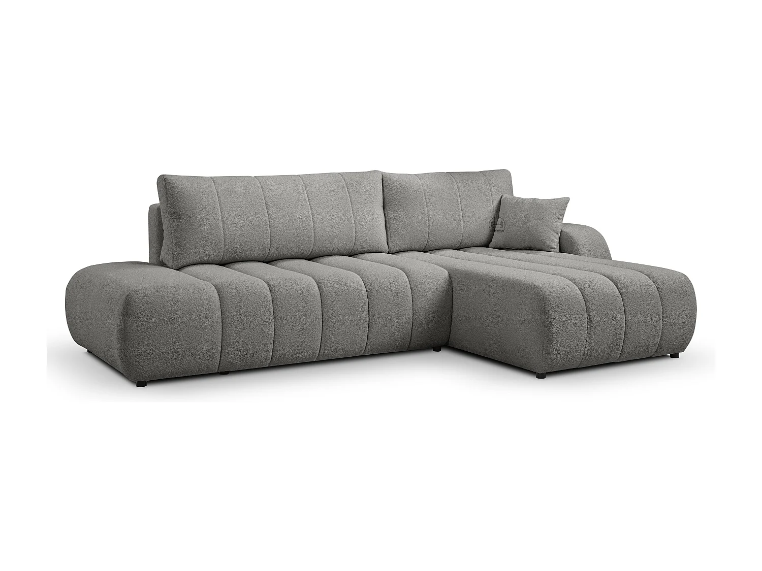 Hoekbank met slaapfunctie BALOO - Modern design, hoge functionaliteit, comfortabele zitting, duurzame materialen, kleur lichtgrijs, rechts