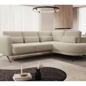 Hoekbank ILUSIO L met slaapfunctie, 250x205cm, verstelbare rugleuning, hoogwaardige materialen, kleur crème, links