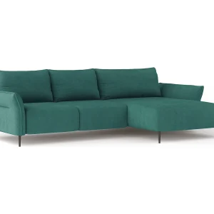 Hoekbank LUIS met bedfunctie – Moderne bank met opbergruimte 255×165 cm, Sofa Boxspring, Groen, Rechts
