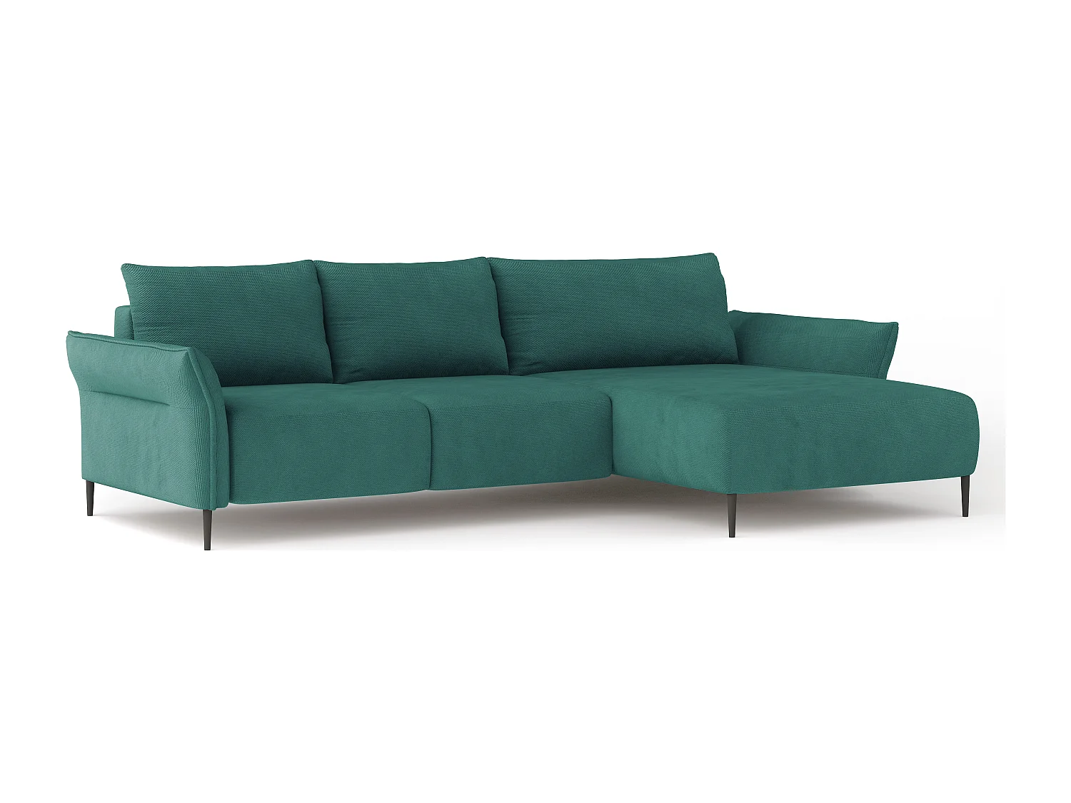 Hoekbank LUIS met bedfunctie - Moderne bank met opbergruimte 255x165 cm, Sofa Boxspring, Groen, Rechts