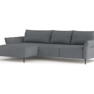 Hoekbank LUIS met bedfunctie – Moderne bank met opbergruimte 255×165 cm, Sofa Boxspring, Kleur grijs, Links