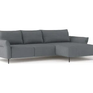 Hoekbank LUIS met bedfunctie – Moderne bank met opbergruimte 255×165 cm, Sofa Boxspring, Kleur grijs, Rechts