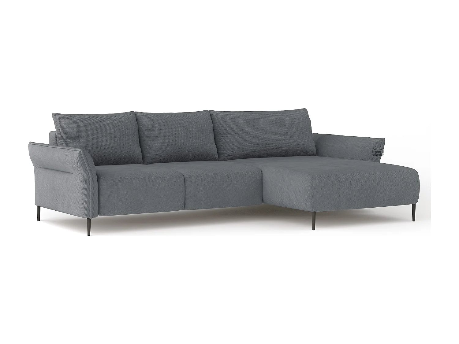 Hoekbank LUIS met bedfunctie - Moderne bank met opbergruimte 255x165 cm, Sofa Boxspring, Kleur grijs, Rechts