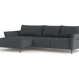 Hoekbank LUIS met bedfunctie – Moderne bank met opbergruimte 255×165 cm, Sofa Boxspring, Kleur donkergrijs, Links