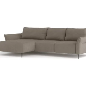Hoekbank LUIS met bedfunctie – Moderne bank met opbergruimte 255×165 cm, Sofa Boxspring, Kleur licht beige, Links