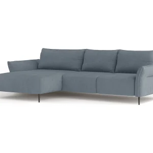 Hoekbank LUIS met bedfunctie – Moderne bank met opbergruimte 255×165 cm, Sofa Boxspring, Kleur lichtblauw, Links