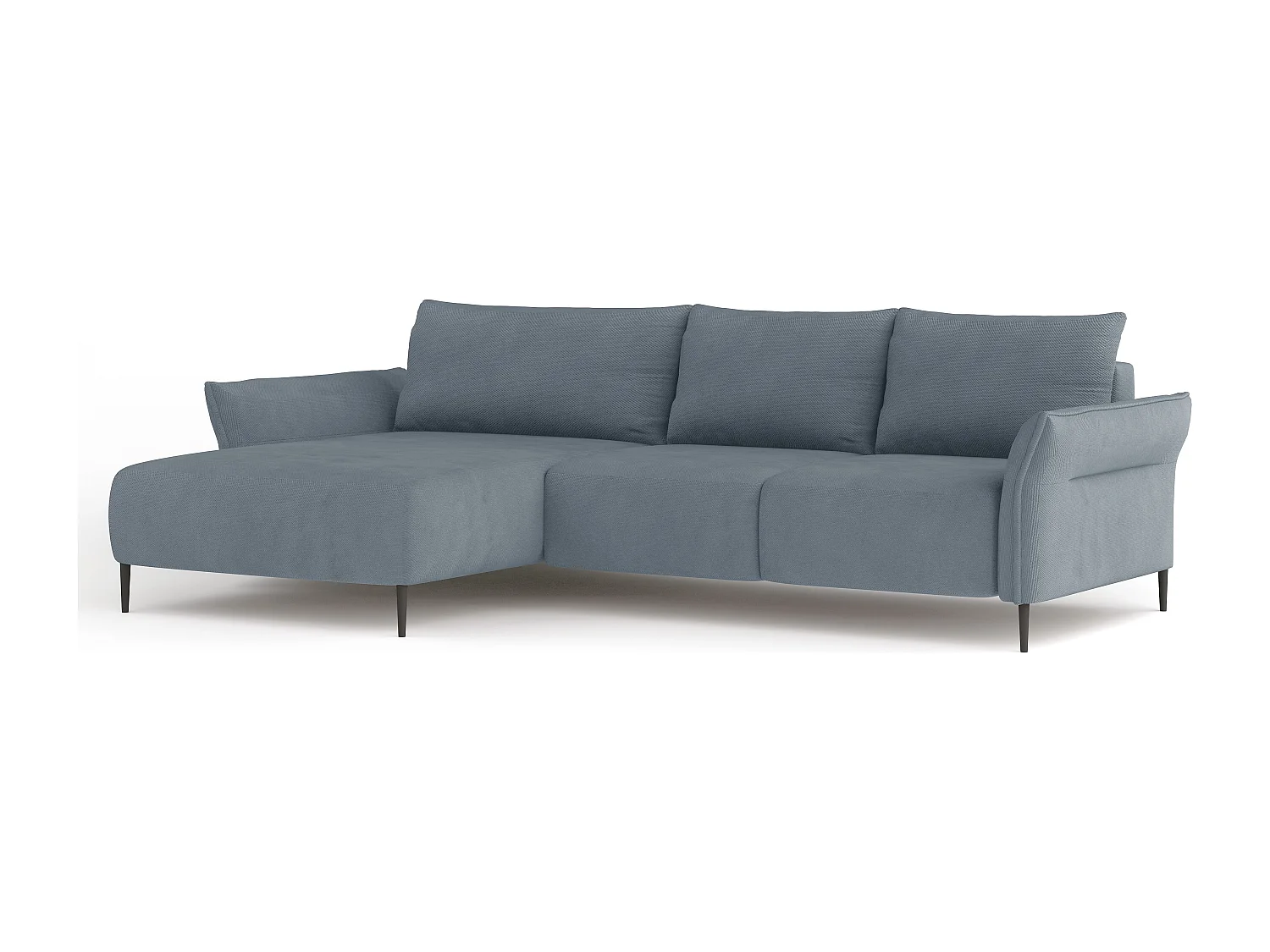 Hoekbank LUIS met bedfunctie - Moderne bank met opbergruimte 255x165 cm, Sofa Boxspring, Kleur lichtblauw, Links