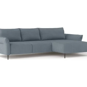 Hoekbank LUIS met bedfunctie – Moderne bank met opbergruimte 255×165 cm, Sofa Boxspring, Lichtblauw, Rechts