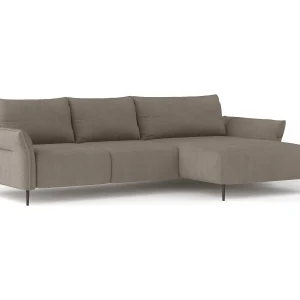 Hoekbank LUIS met bedfunctie – Moderne bank met opbergruimte 255×165 cm, Sofa Boxspring, Kleur licht beige, Rechts