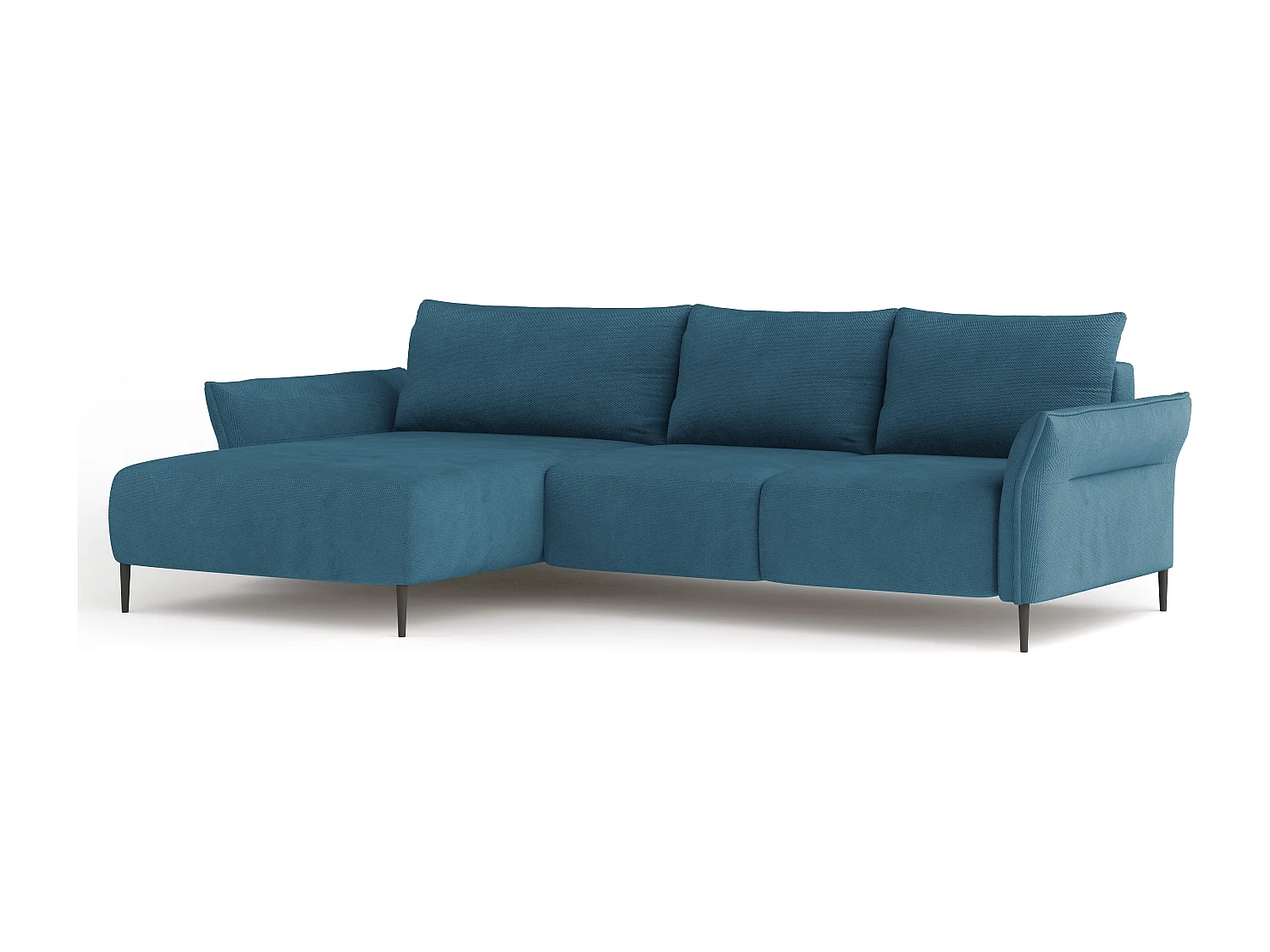 Hoekbank LUIS met bedfunctie - Moderne bank met opbergruimte 255x165 cm, Sofa Boxspring, Kleur blauw, Links