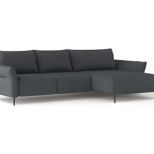 Hoekbank LUIS met bedfunctie – Moderne bank met opbergruimte 255×165 cm, Sofa Boxspring, Kleur donkergrijs, Rechts