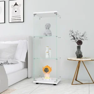 Glazen vitrinekast 42×36×125cm GARHELPER – 3 legplanken – 1 deur – Gehard glas – wit Glazen vitrinekast 42×36×125cm GARHELPER – 3 legplanken – 1 deur – Gehard glas – wit