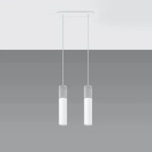 Hanglamp BORIGIO modern van – 2 lichtbronnen – L.30 x H.90 cm – wit/grijs Hanglamp BORIGIO modern van – 2 lichtbronnen – L.30 x H.90 cm – wit/grijs