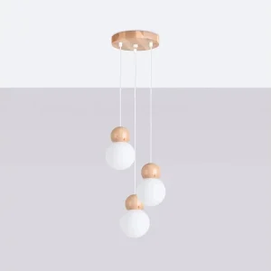 Hanglamp PEKKA Scandinavisch van – 3 lichtbronnen – L.31 x H.124 cm – wit/natuurlijk hout Hanglamp PEKKA Scandinavisch van – 3 lichtbronnen – L.31 x H.124 cm – wit/natuurlijk hout