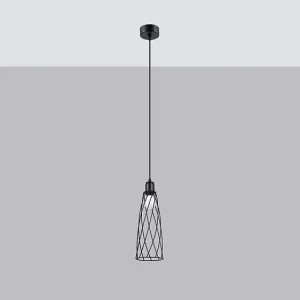 Hanglamp SUBA industrieel van  – 1 lichtbronnen – L.12 x H.139 cm – zwart