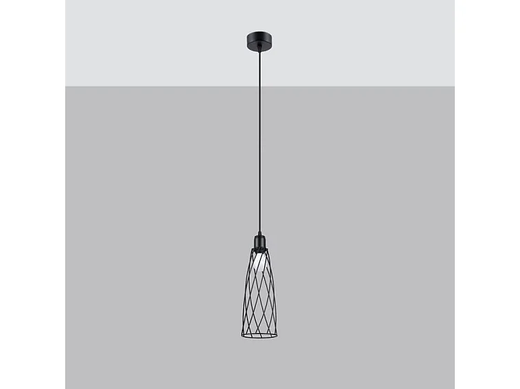Hanglamp SUBA industrieel van - 1 lichtbronnen - L.12 x H.139 cm - zwart
