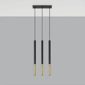 Hanglamp MOZAICA modern van  – 3 lichtbronnen – L.30 x H.90 cm – zwart goud