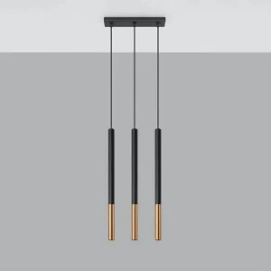 Hanglamp MOZAICA modern van  – 3 lichtbronnen – L.30 x H.90 cm – zwart/koper