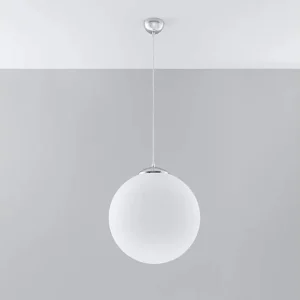 Hanglamp UGO minimalistisch van – 1 lichtbronnen – L.40 x H.130 cm – wit/chroom Hanglamp UGO minimalistisch van – 1 lichtbronnen – L.40 x H.130 cm – wit/chroom