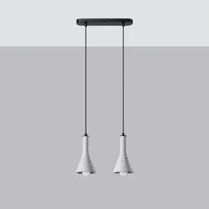 Hanglamp REA modern van – 2 lichtbronnen – L.34 x H.113 cm – grijs Hanglamp REA modern van – 2 lichtbronnen – L.34 x H.113 cm – grijs