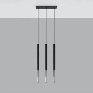 Hanglamp MOZAICA modern van  – 3 lichtbronnen – L.30 x H.90 cm – zwart/chroom