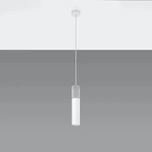 Hanglamp BORIGIO modern van – 1 lichtbronnen – L.8 x H.105 cm – wit/grijs Hanglamp BORIGIO modern van – 1 lichtbronnen – L.8 x H.105 cm – wit/grijs