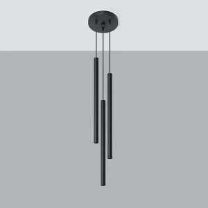 Hanglamp PASTELO modern van  – 3 lichtbronnen – L.20 x H.90 cm – zwart