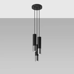 Hanglamp LOOPEZ modern van – 3 lichtbronnen – L.20 x H.90 cm – zwart/chroom Hanglamp LOOPEZ modern van – 3 lichtbronnen – L.20 x H.90 cm – zwart/chroom