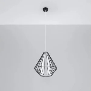 Hanglamp DEMI industrieel van  – 1 lichtbronnen – L.28 x H.130 cm – zwart