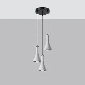Hanglamp REA modern van – 3 lichtbronnen – L.27 x H.115 cm – grijs Hanglamp REA modern van – 3 lichtbronnen – L.27 x H.115 cm – grijs