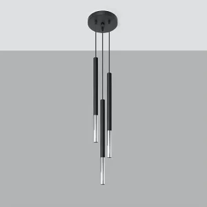 Hanglamp MOZAICA modern van  – 3 lichtbronnen – L.20 x H.90 cm – zwart/chroom