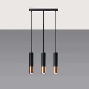 Hanglamp LOOPEZ modern van – 3 lichtbronnen – L.45 x H.90 cm – zwart/koper Hanglamp LOOPEZ modern van – 3 lichtbronnen – L.45 x H.90 cm – zwart/koper