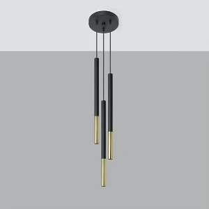 Hanglamp MOZAICA modern van  – 3 lichtbronnen – L.20 x H.90 cm – zwart goud