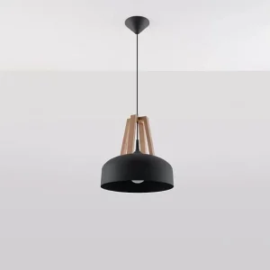 Hanglamp CASCO modern van – 1 lichtbronnen – L.30 x H.85 cm – zwart/natuurlijk hout Hanglamp CASCO modern van – 1 lichtbronnen – L.30 x H.85 cm – zwart/natuurlijk hout
