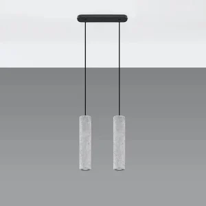 Hanglamp LUVO industrieel van – 2 lichtbronnen – L.30 x H.90 cm – grijs Hanglamp LUVO industrieel van – 2 lichtbronnen – L.30 x H.90 cm – grijs