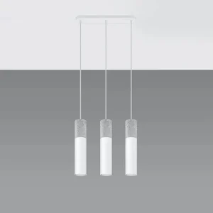 Hanglamp BORIGIO modern van – 3 lichtbronnen – L.45 x H.90 cm – wit/grijs Hanglamp BORIGIO modern van – 3 lichtbronnen – L.45 x H.90 cm – wit/grijs