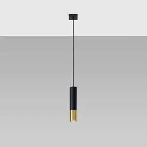 Hanglamp LOOPEZ modern van – 1 lichtbronnen – L.8 x H.100 cm – zwart goud Hanglamp LOOPEZ modern van – 1 lichtbronnen – L.8 x H.100 cm – zwart goud