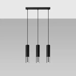 Hanglamp LOOPEZ modern van – 3 lichtbronnen – L.45 x H.90 cm – zwart/chroom Hanglamp LOOPEZ modern van – 3 lichtbronnen – L.45 x H.90 cm – zwart/chroom