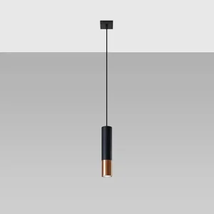 Hanglamp LOOPEZ modern van – 1 lichtbronnen – L.8 x H.100 cm – zwart/koper Hanglamp LOOPEZ modern van – 1 lichtbronnen – L.8 x H.100 cm – zwart/koper